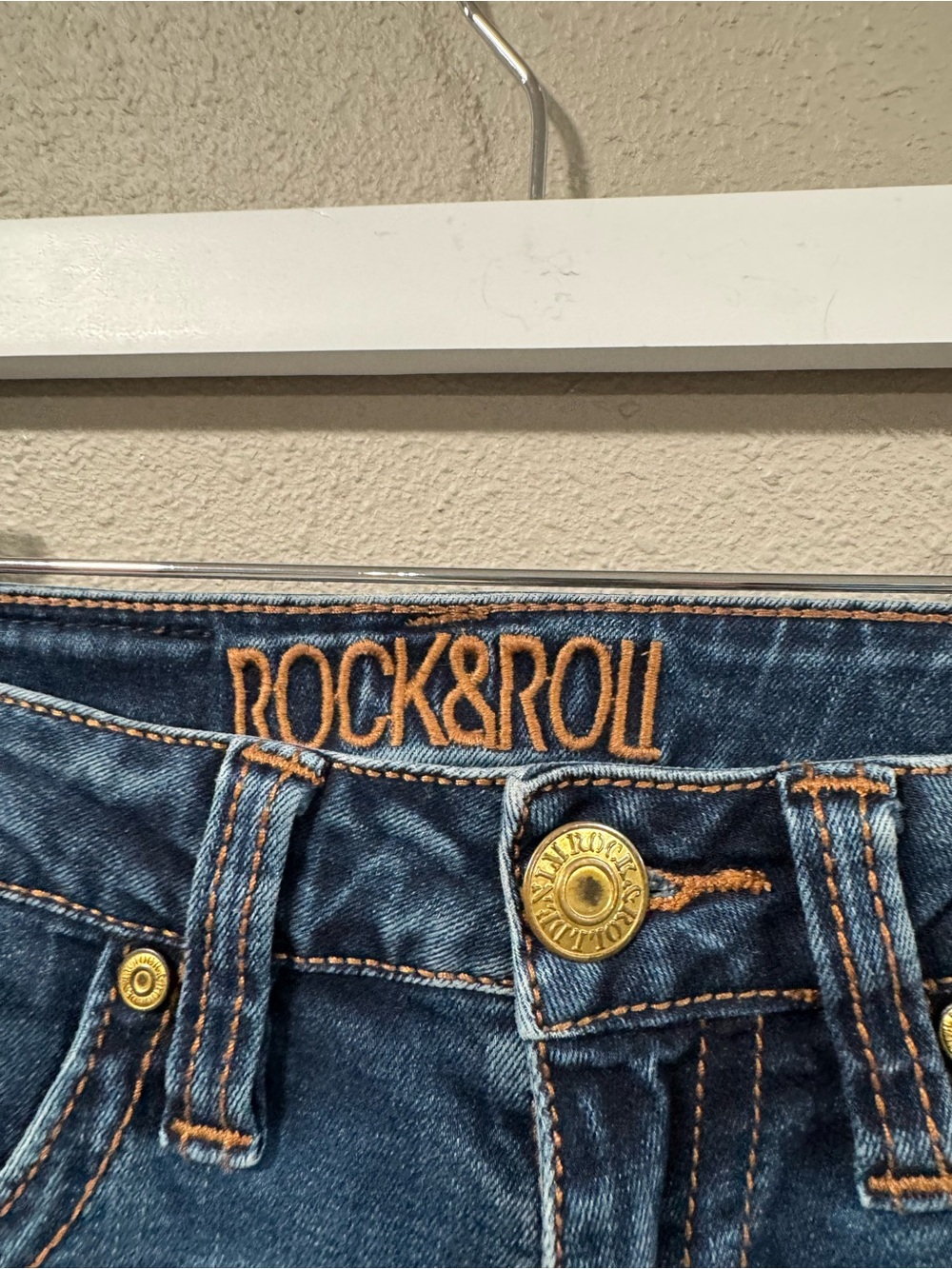 Rock & Roll High-Waist Dark Blue Flare Jeans for Women 24x32 - Picture 2 of 6